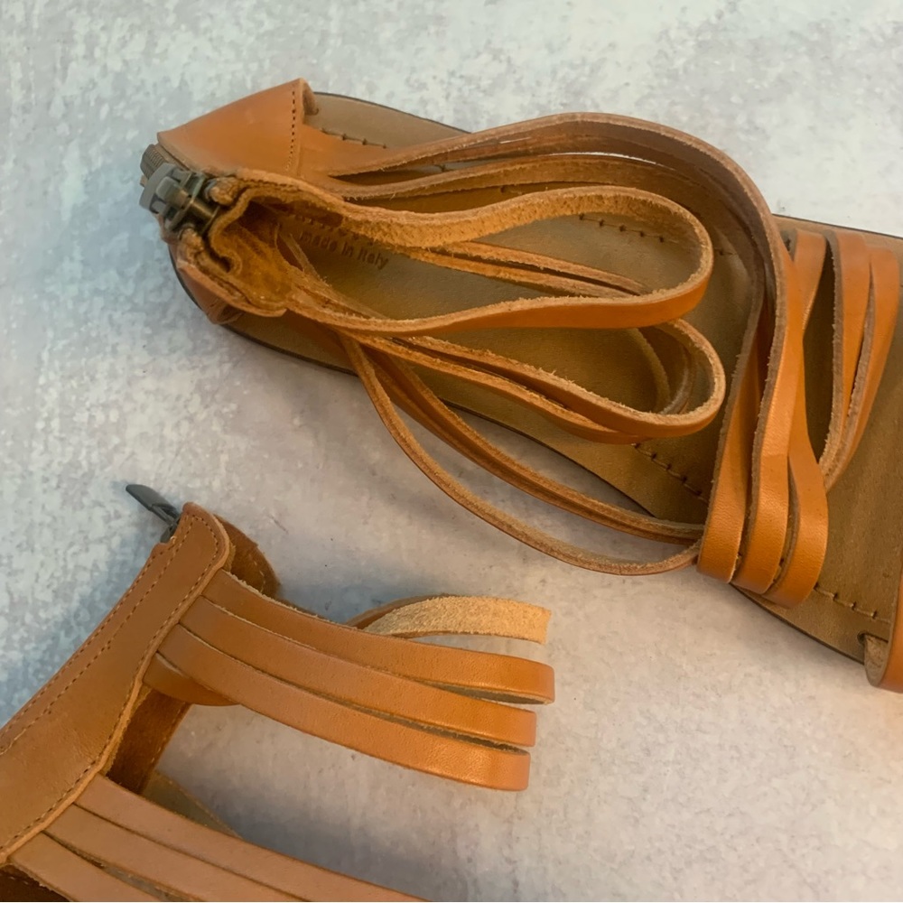 Garnet Hill Italy Leather Strappy Ankle Zipper Sandals - Picture 11 of 12